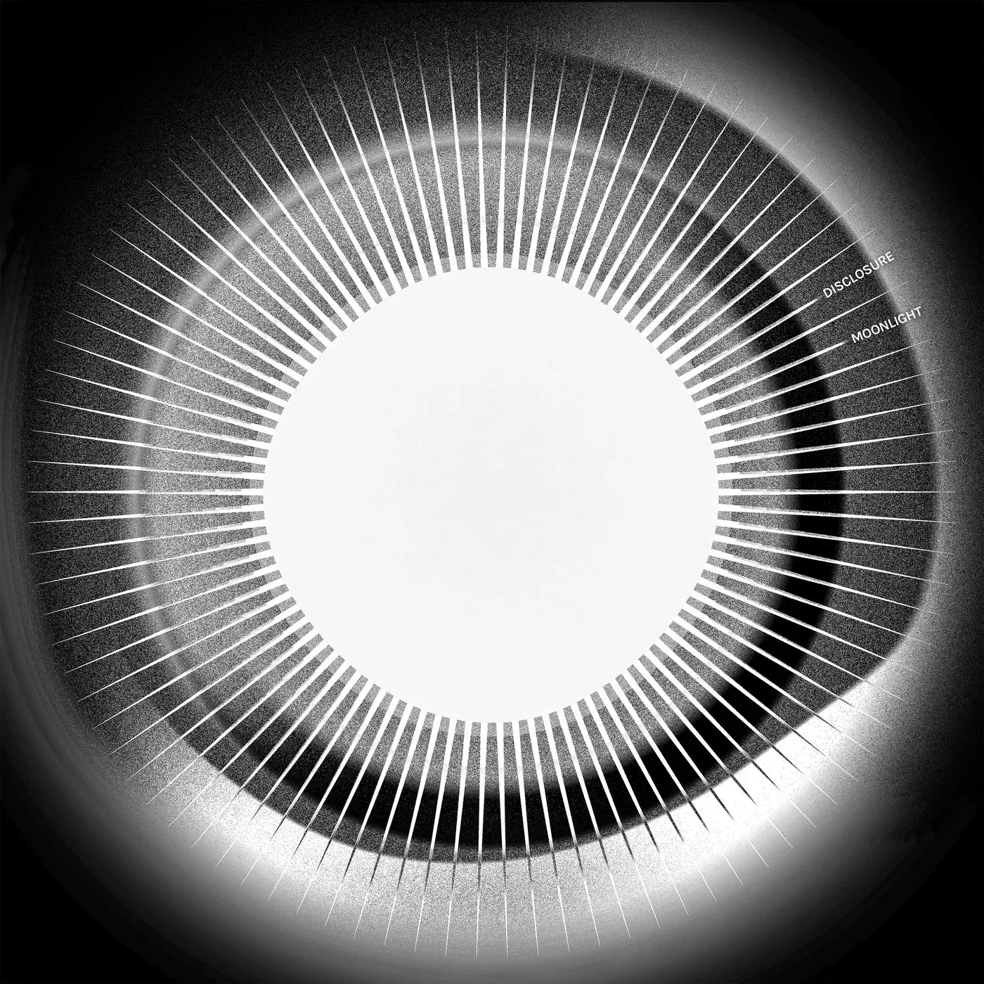 Disclosure 「Moonlight」 표지. 검은 바탕에 빛살이 퍼지는 흑백 원형 그림